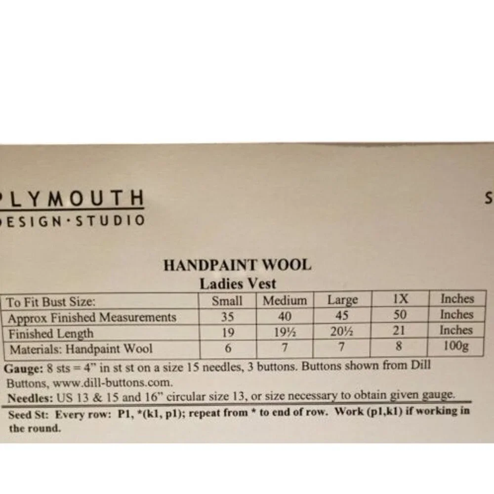 New Plymouth Yarn S381 Handpaint Wool Ladies Vest Sweater Knitting Pattern